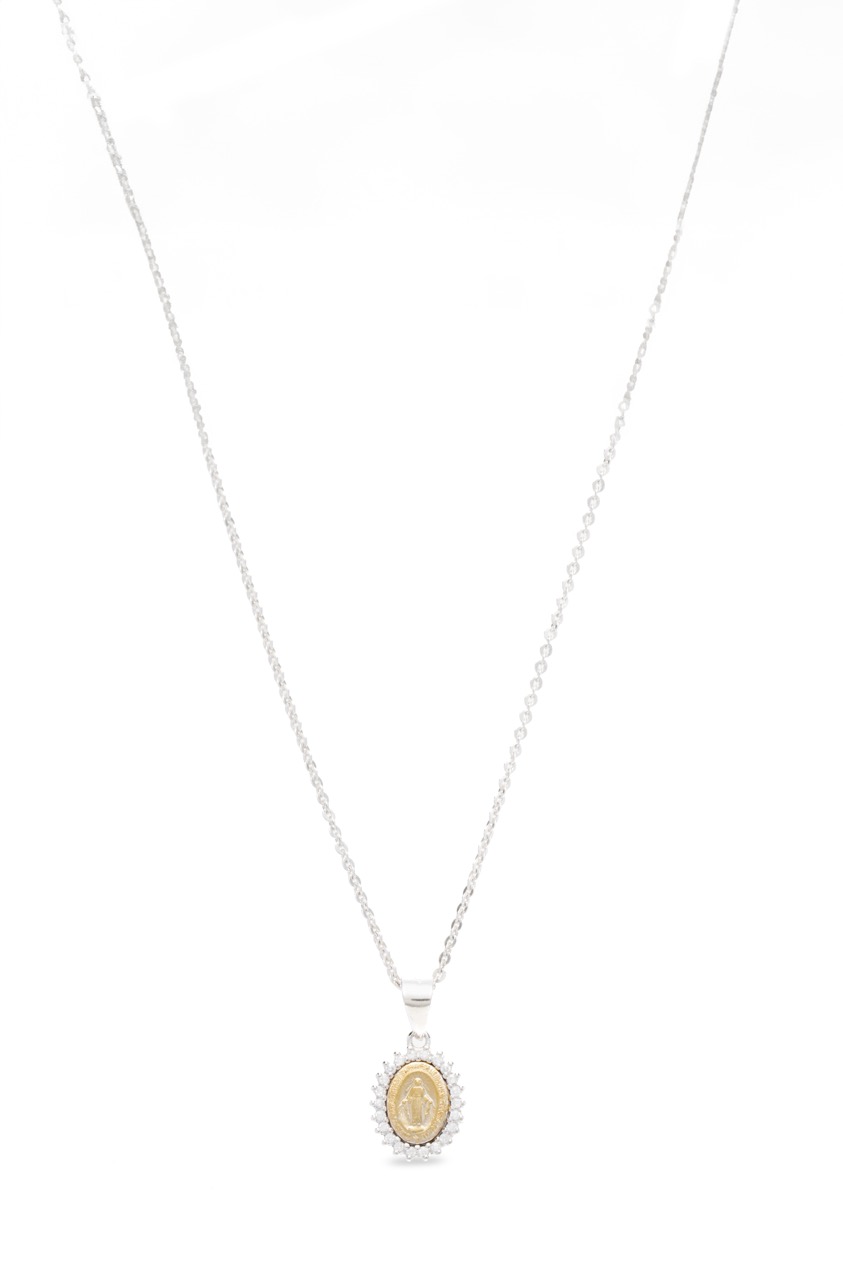 Ασημένιο επιπλατινωμένο κολιέ με χρυσή λεπτομέρεια (code BEN351/C)